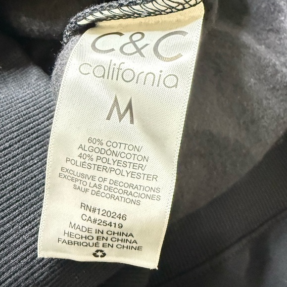 C&C California Men's Gray Crewneck Sweater with Star Accents - Picture 7 of 7